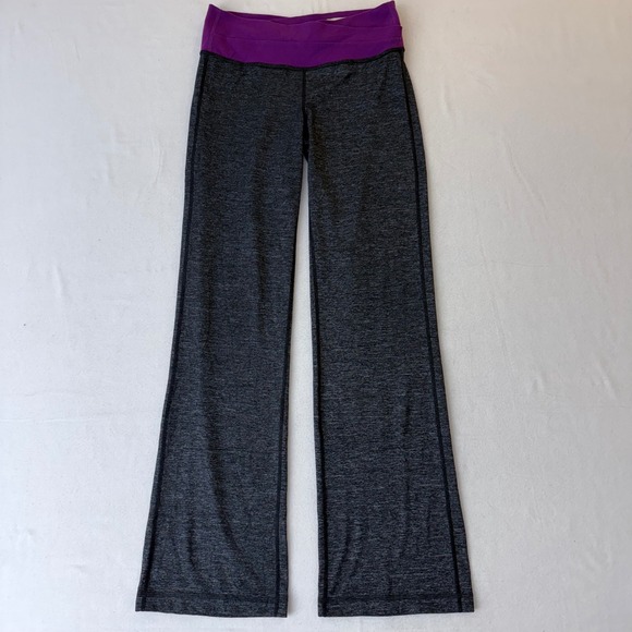 lululemon athletica Pants - Lululemon Groove Pant Flare Yoga Grey Space Dye Purple Crossover Waist Size 6